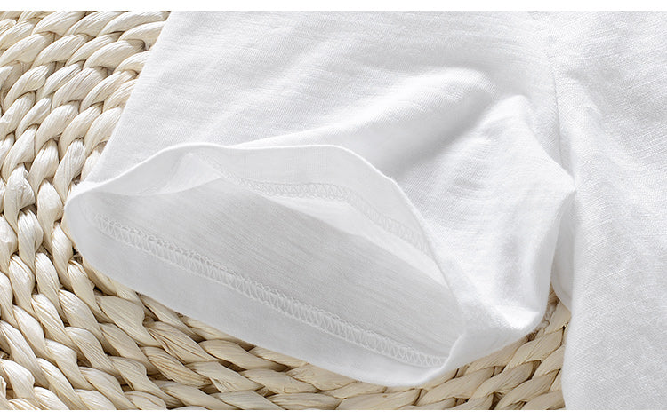 Short-Sleeve Men Casual Embroidery Stitching Round Neck T-shirt