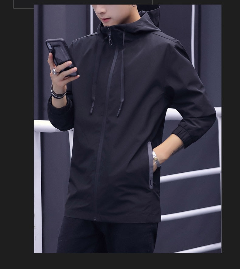 Waterproof Jacket Men Autumn Windproof Fashion Hooded Casual Coats Bomber Jacket