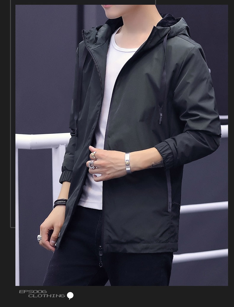 Waterproof Jacket Men Autumn Windproof Fashion Hooded Casual Coats Bomber Jacket