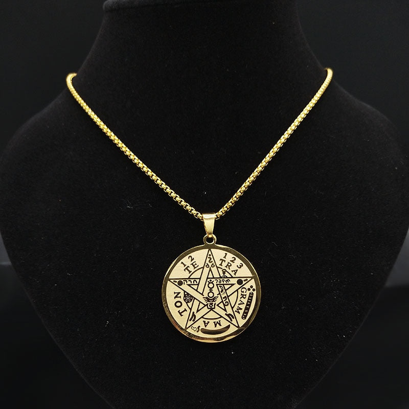 Pentagram Gold Pendants Necklace
