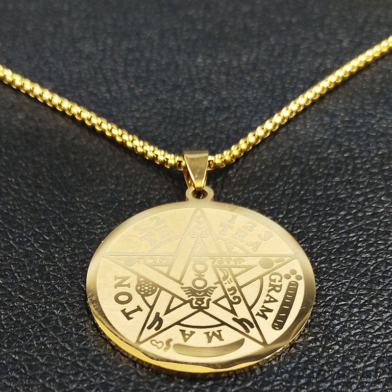 Pentagram Gold Pendants Necklace