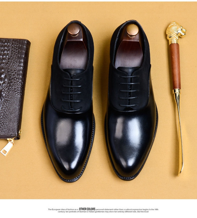 Genuine Leather Brogue Business Men's Vintage Handmade Oxford Shoes