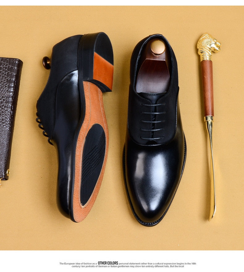 Genuine Leather Brogue Business Men's Vintage Handmade Oxford Shoes