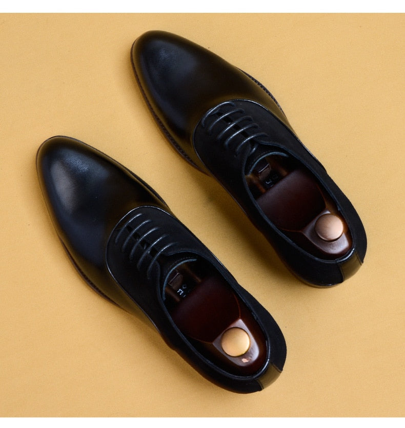 Genuine Leather Brogue Business Men's Vintage Handmade Oxford Shoes