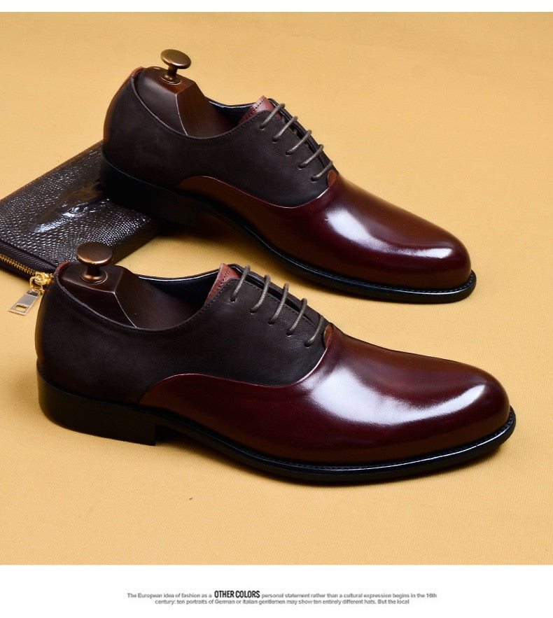 Genuine Leather Brogue Business Men's Vintage Handmade Oxford Shoes