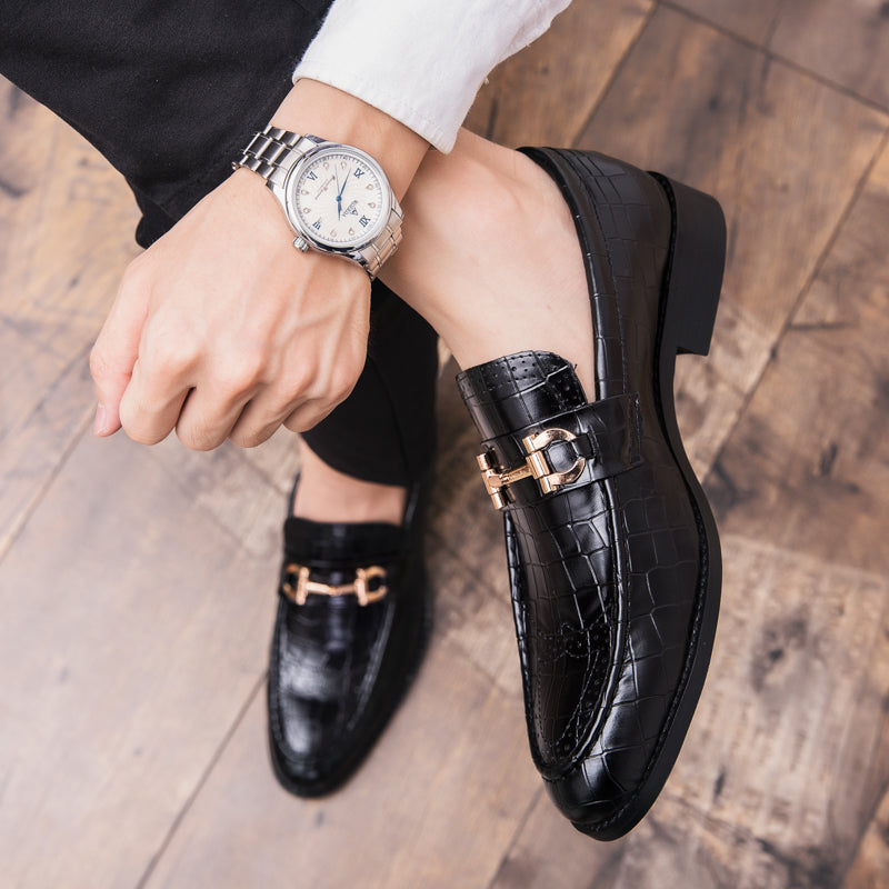 Pointed Toe Men's Dress Shoes Genuine Leather Formal Shoes