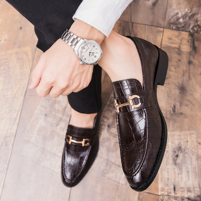 Pointed Toe Men's Dress Shoes Genuine Leather Formal Shoes