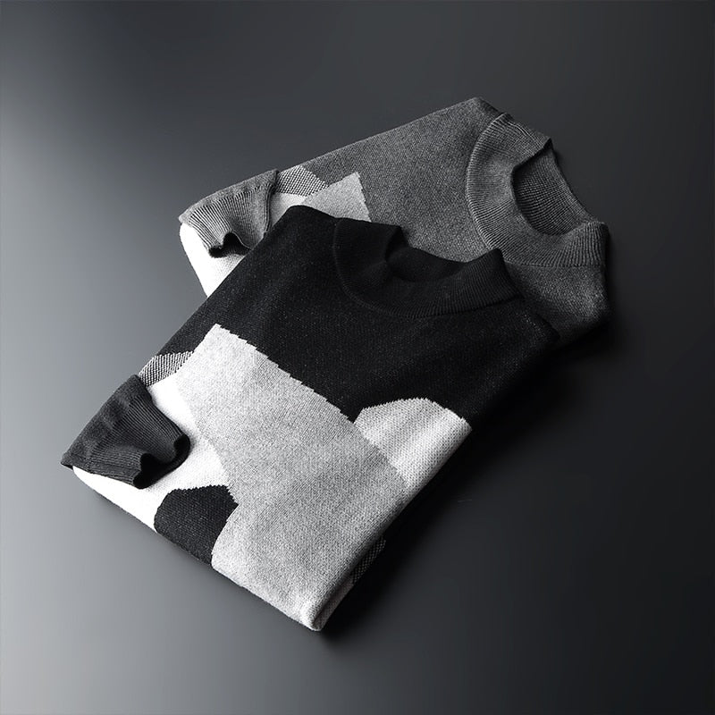 Knitted Patchwork Slim Sweaters