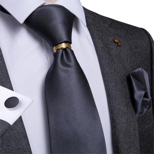 Striped Floral Paisley Silk Tie Cufflinks Tie Ring Set