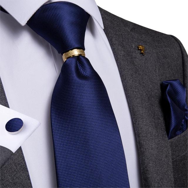 Striped Floral Paisley Silk Tie Cufflinks Tie Ring Set