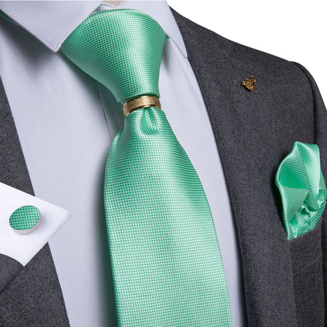 Striped Floral Paisley Silk Tie Cufflinks Tie Ring Set