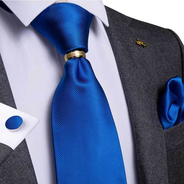 Striped Floral Paisley Silk Tie Cufflinks Tie Ring Set