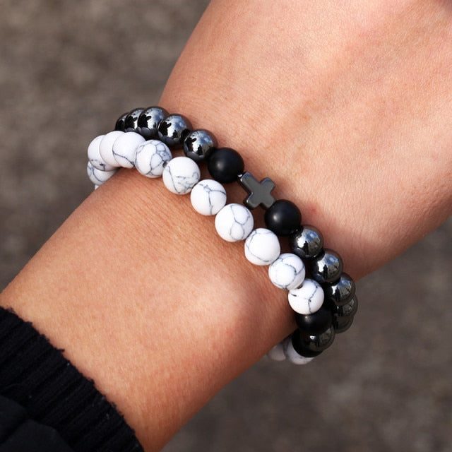 3Pc/Sets Micro Pave Ball Bar Charms Bracelets Sets