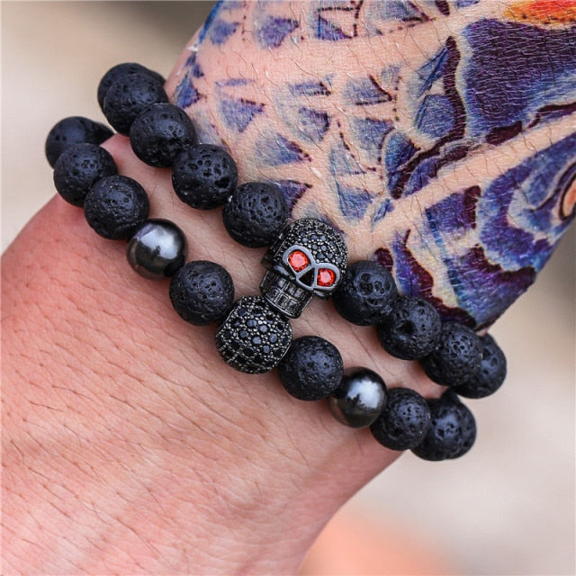 3Pc/Sets Micro Pave Ball Bar Charms Bracelets Sets