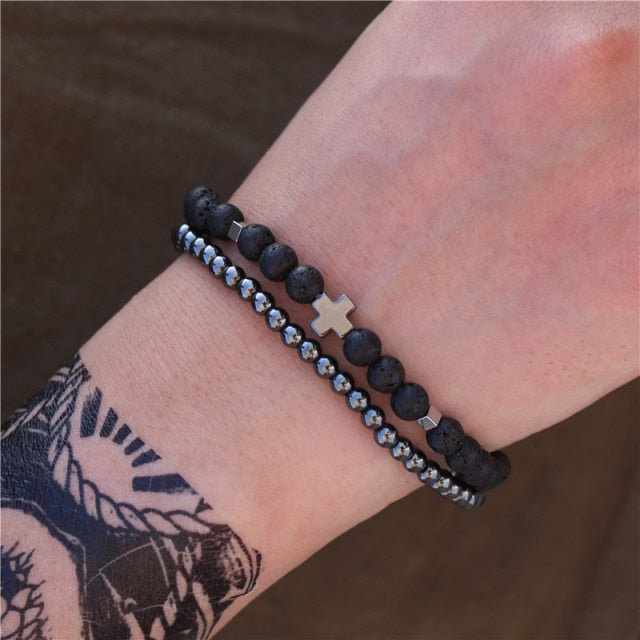 3Pc/Sets Micro Pave Ball Bar Charms Bracelets Sets