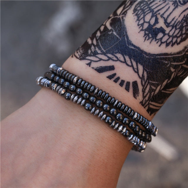 3Pc/Sets Micro Pave Ball Bar Charms Bracelets Sets