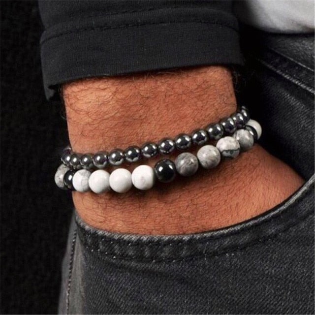 3Pc/Sets Micro Pave Ball Bar Charms Bracelets Sets