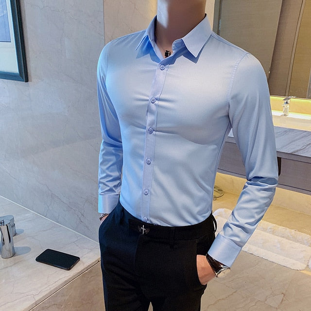 Long Sleeve Fashion Men Formal Slim Fit Shirt