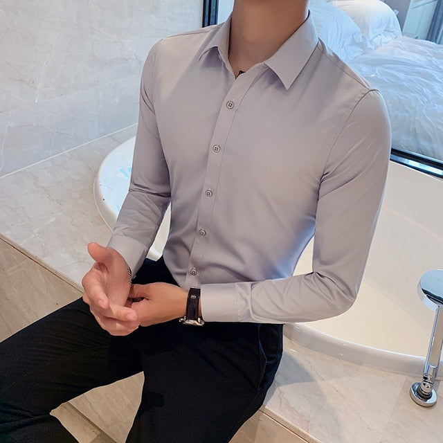Long Sleeve Fashion Men Formal Slim Fit Shirt