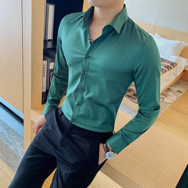 Long Sleeve Fashion Men Formal Slim Fit Shirt