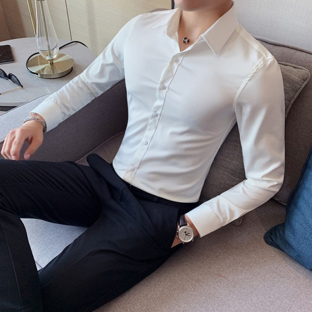 Long Sleeve Fashion Men Formal Slim Fit Shirt