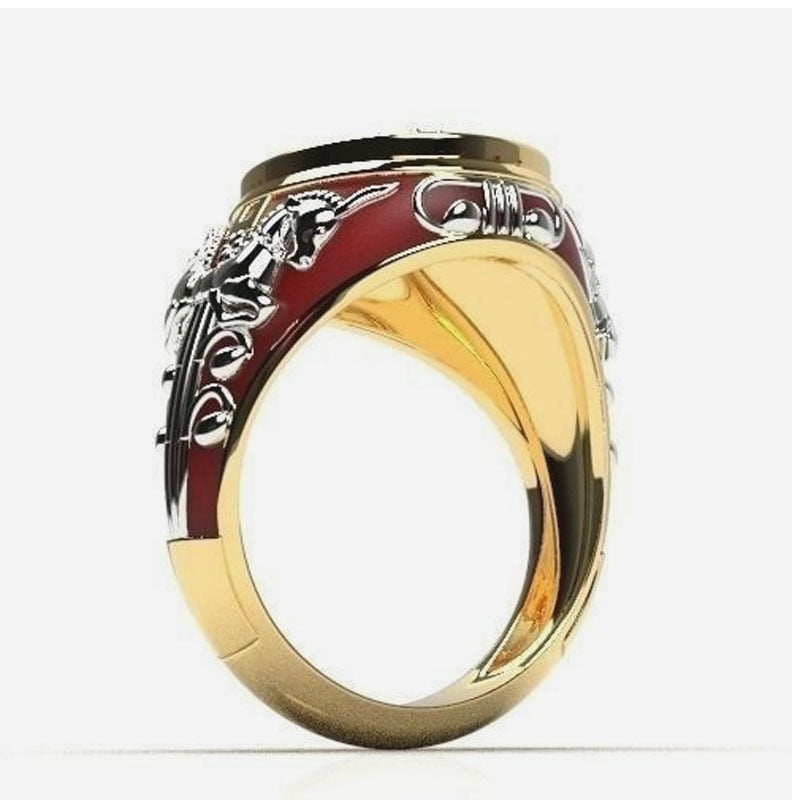 Red Exquisitely Carved Unicorn Ring