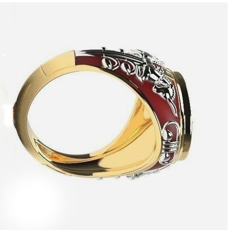 Red Exquisitely Carved Unicorn Ring