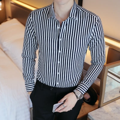 Fashion Slim Fit Striped Long Sleeve Shirts