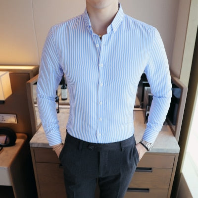 Fashion Slim Fit Striped Long Sleeve Shirts