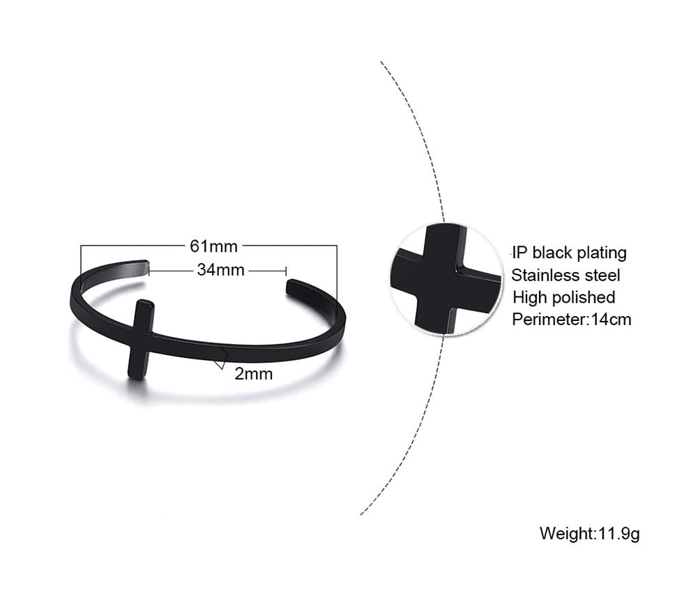 SIDEWAYS CROSS OPEN CUFF BANGLE