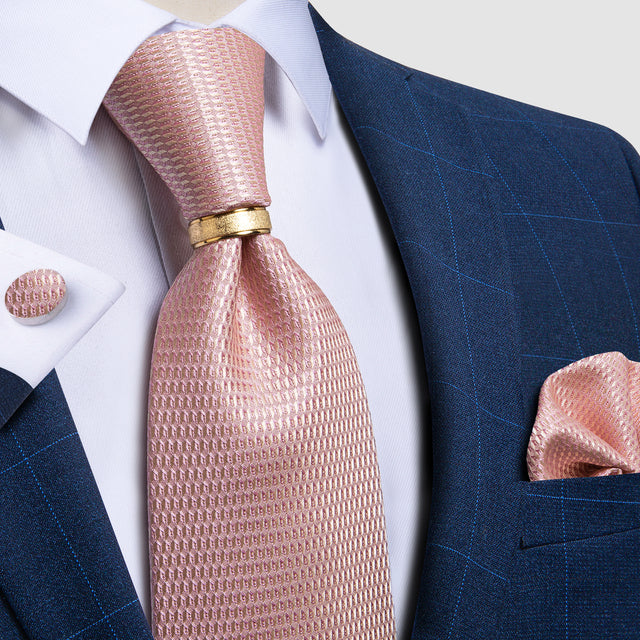 Striped Floral Paisley Silk Tie Cufflinks Tie Ring Set