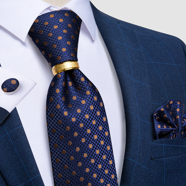 Striped Floral Paisley Silk Tie Cufflinks Tie Ring Set