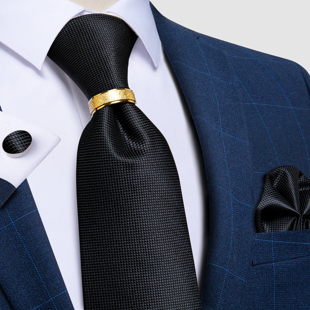 Striped Floral Paisley Silk Tie Cufflinks Tie Ring Set