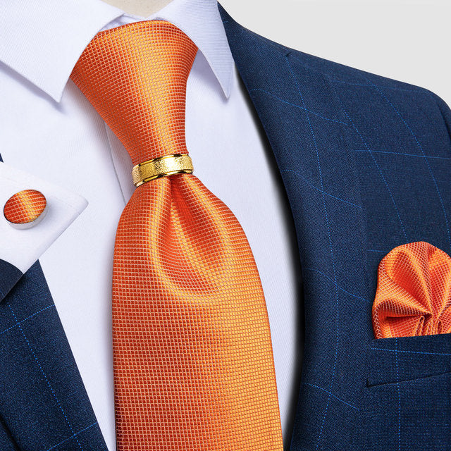 Striped Floral Paisley Silk Tie Cufflinks Tie Ring Set