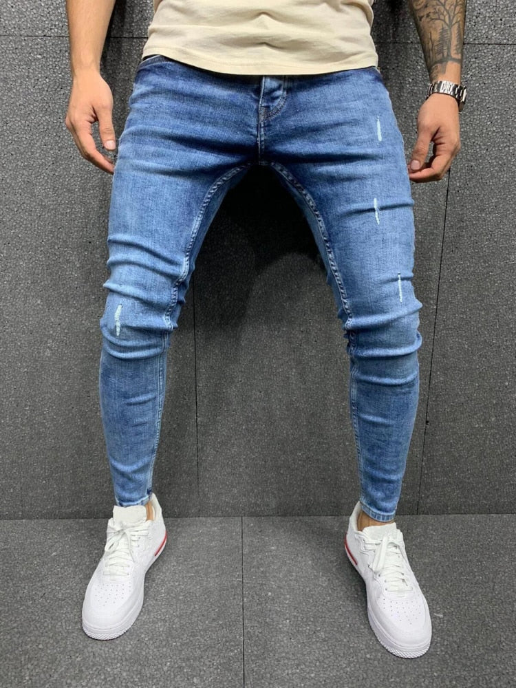 Skinny Ripped Slim Patchwork Denim Jean Pants