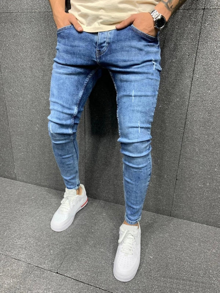 Skinny Ripped Slim Patchwork Denim Jean Pants