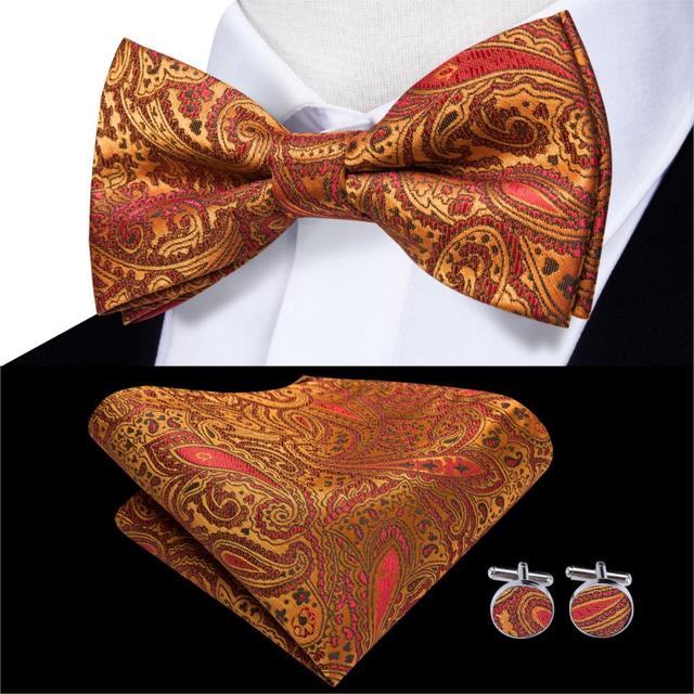Butterfly Pre-Tied Bow Tie with Pocket Square & Cufflinks