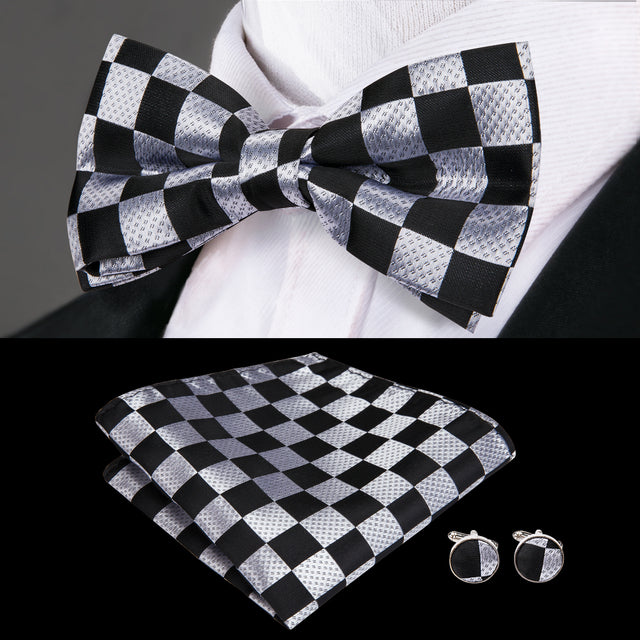 Butterfly Pre-Tied Bow Tie with Pocket Square & Cufflinks
