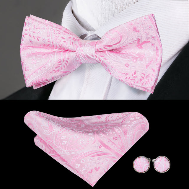 Butterfly Pre-Tied Bow Tie with Pocket Square & Cufflinks
