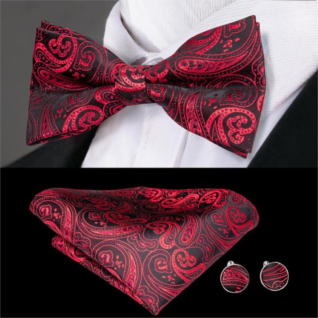 Butterfly Pre-Tied Bow Tie with Pocket Square & Cufflinks
