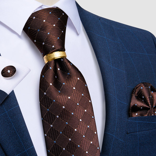 Striped Floral Paisley Silk Tie Cufflinks Tie Ring Set