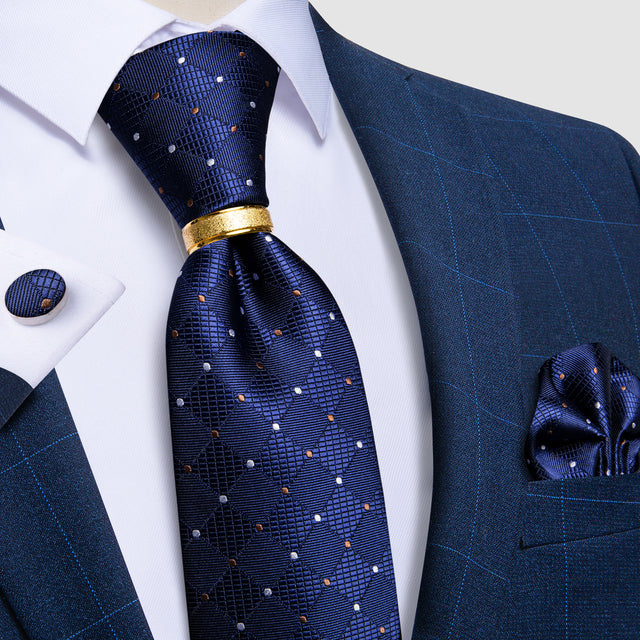 Striped Floral Paisley Silk Tie Cufflinks Tie Ring Set