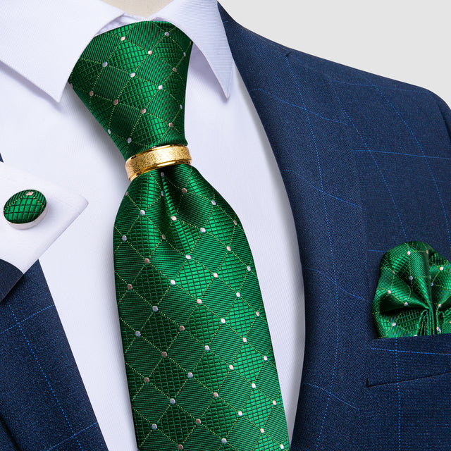 Striped Floral Paisley Silk Tie Cufflinks Tie Ring Set