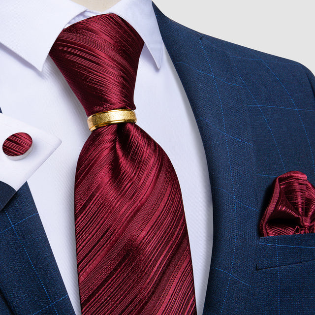 Striped Floral Paisley Silk Tie Cufflinks Tie Ring Set