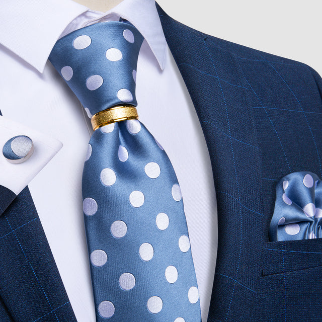 Striped Floral Paisley Silk Tie Cufflinks Tie Ring Set