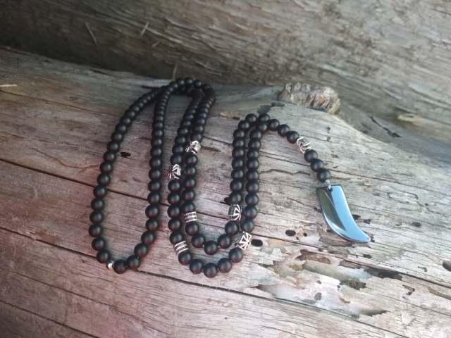 Men's Black Lava Stone Beaded Necklace