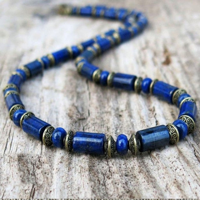 Men's Black Lava Stone Beaded Necklace
