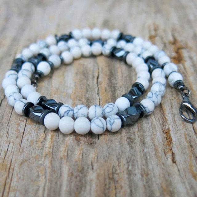Men's Black Lava Stone Beaded Necklace