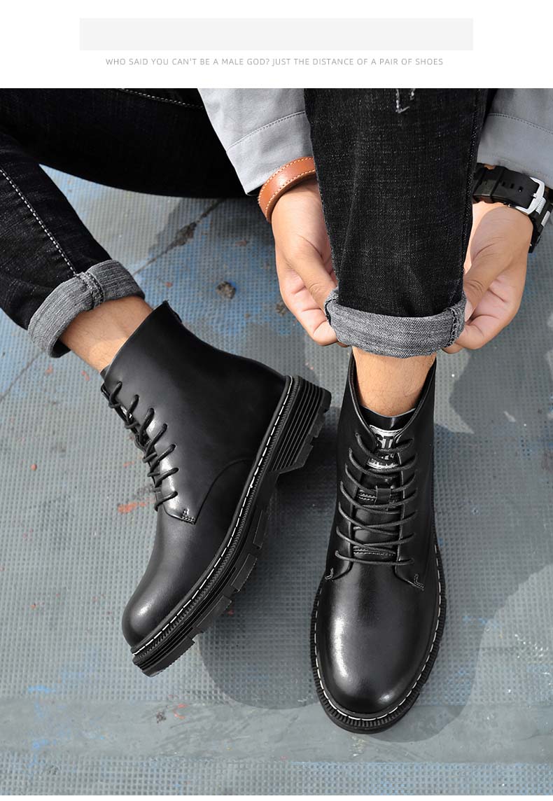 Leather Lace Up Fashion Chelsea Boot