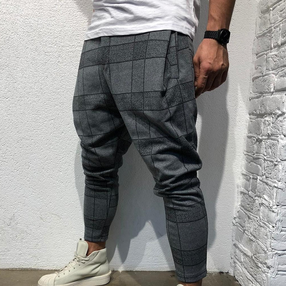 Fashion Plaid Printed Trousers Pencil Casual Pants